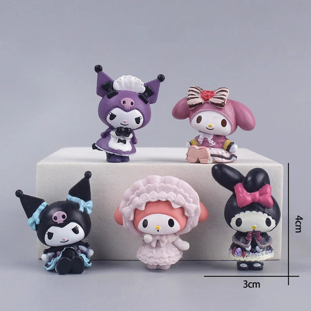 New 5Pcs Sanrio Cinnamoroll Toys Action Anime Figures Cinnamoroll Set Kawaii Tabletop Decoration Room Ornament Kids Gifts