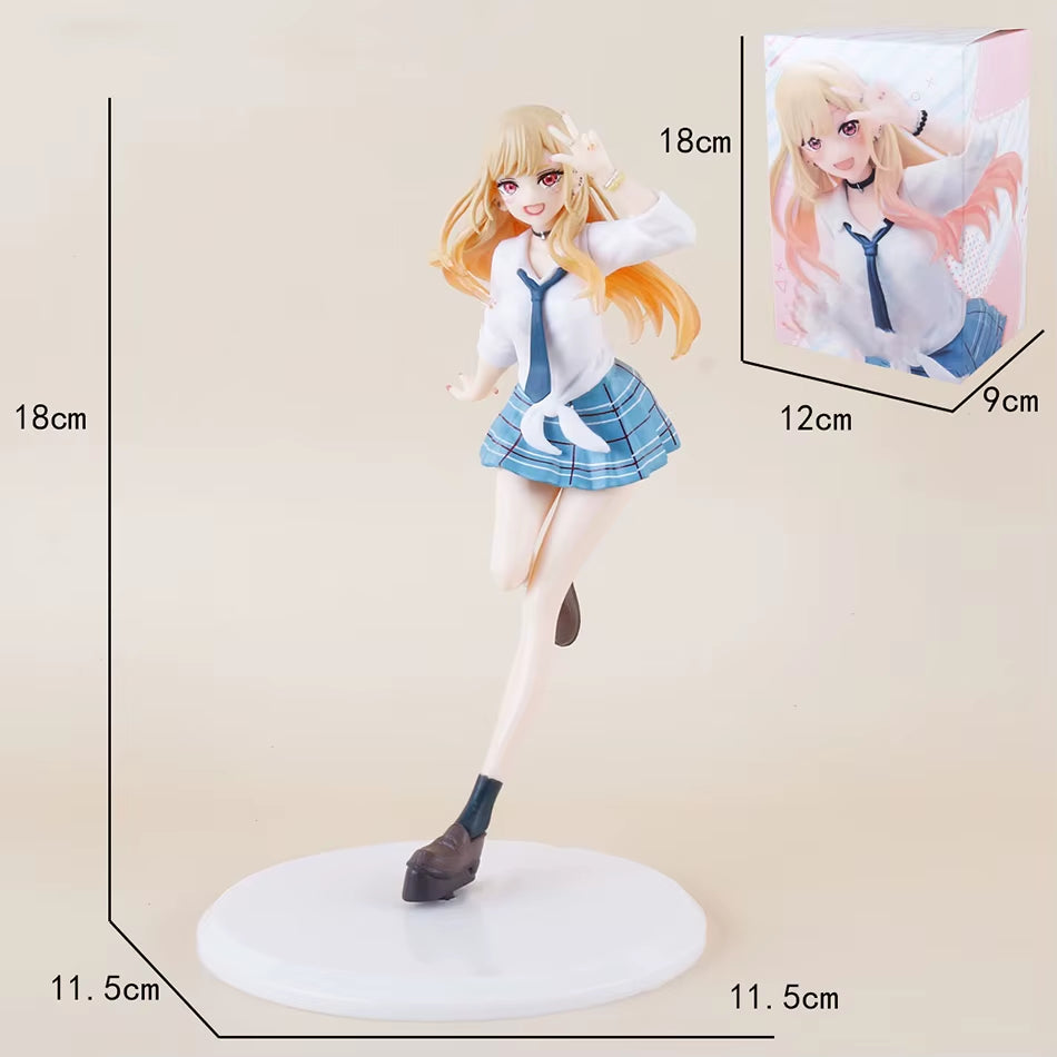18CM My Dress-Up Darling Anime Figure Kitagawa Marin Action Figure School Uniform Dress-Up PVC Standing Model Toy Doll Kid Gifts