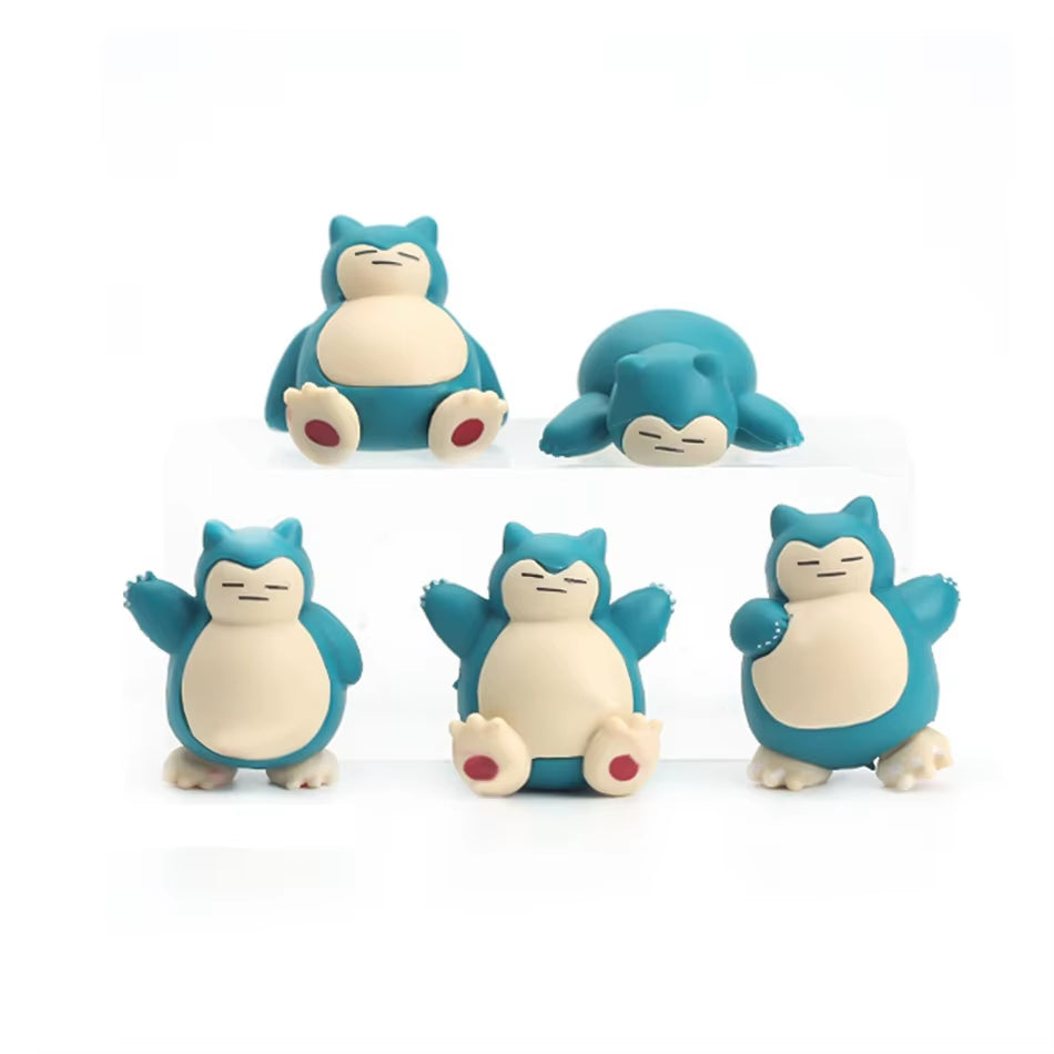 5Pcs Lot Anime Snorlax Mini Action Figure 1.8-3Cm Cake Decoration Kawaii Ornaments Desktop Ornaments Children Toys Holiday Gifts