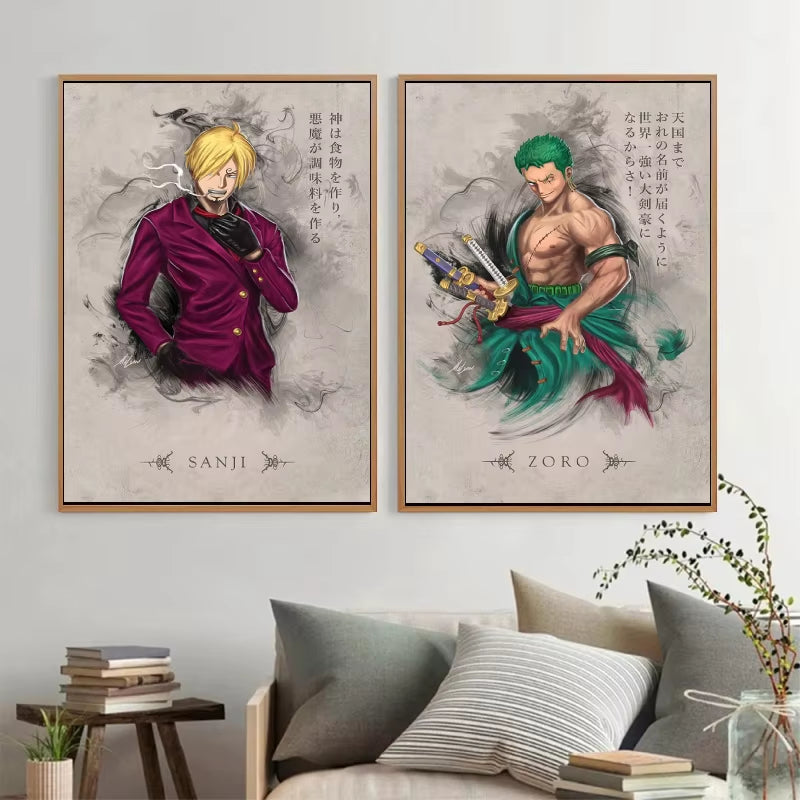 Canvas Artwork Painting Posters One Piece Luffy Zoro Cuadros Classic Figures Picture Best Gifts Wall Art Decor Kids Toys Action