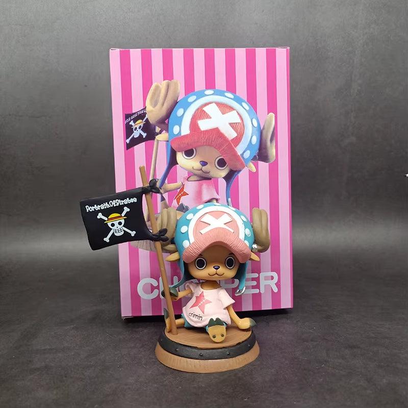 9Cm One Piece Figure Anime Chopper with Flag Action Figurine Doll Model Toys PVC Statue Collection Car Decoration Children Gifts