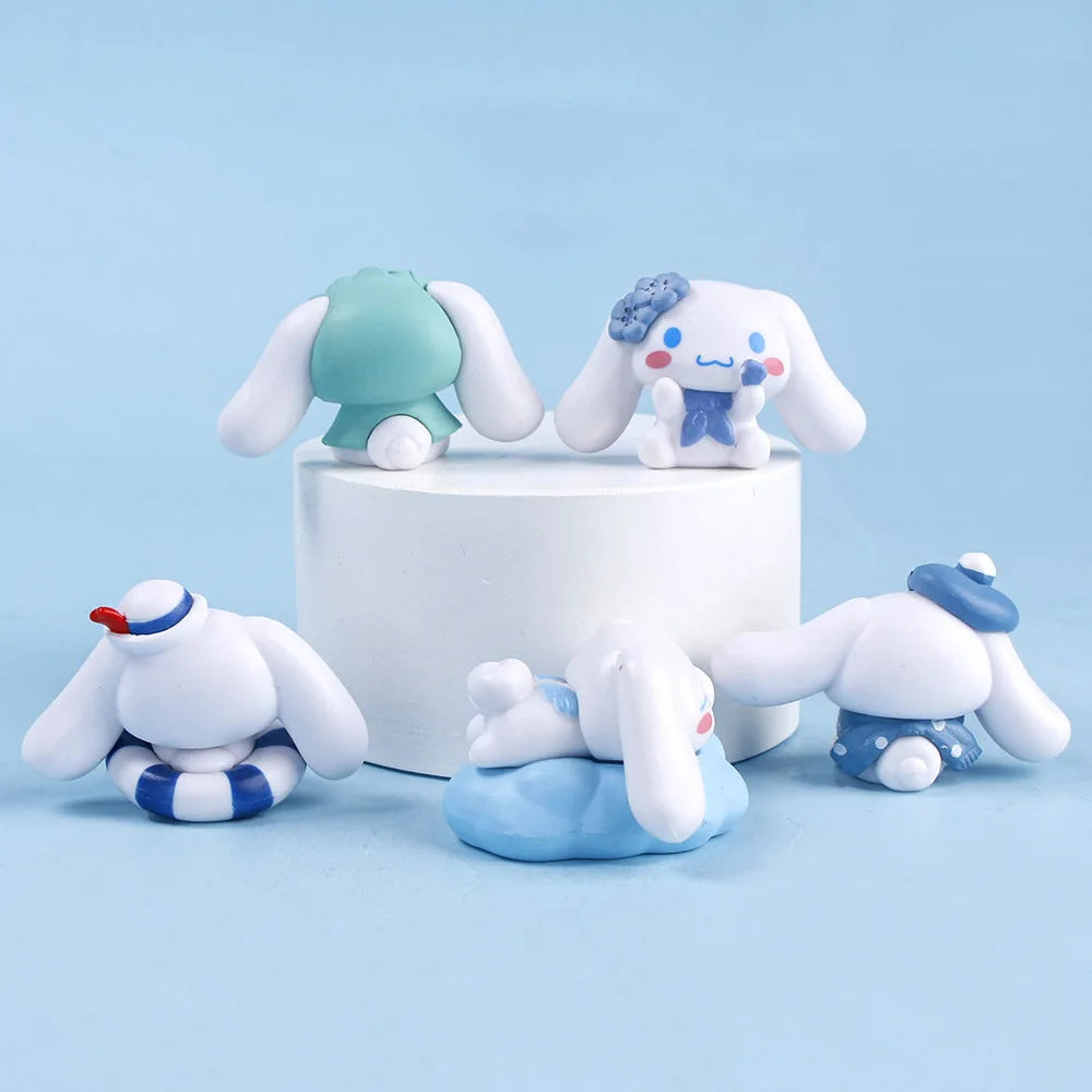 New 5Pcs Sanrio Cinnamoroll Toys Action Anime Figures Cinnamoroll Set Kawaii Tabletop Decoration Room Ornament Kids Gifts