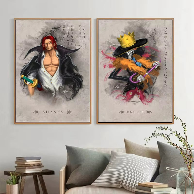 Canvas Artwork Painting Posters One Piece Luffy Zoro Cuadros Classic Figures Picture Best Gifts Wall Art Decor Kids Toys Action