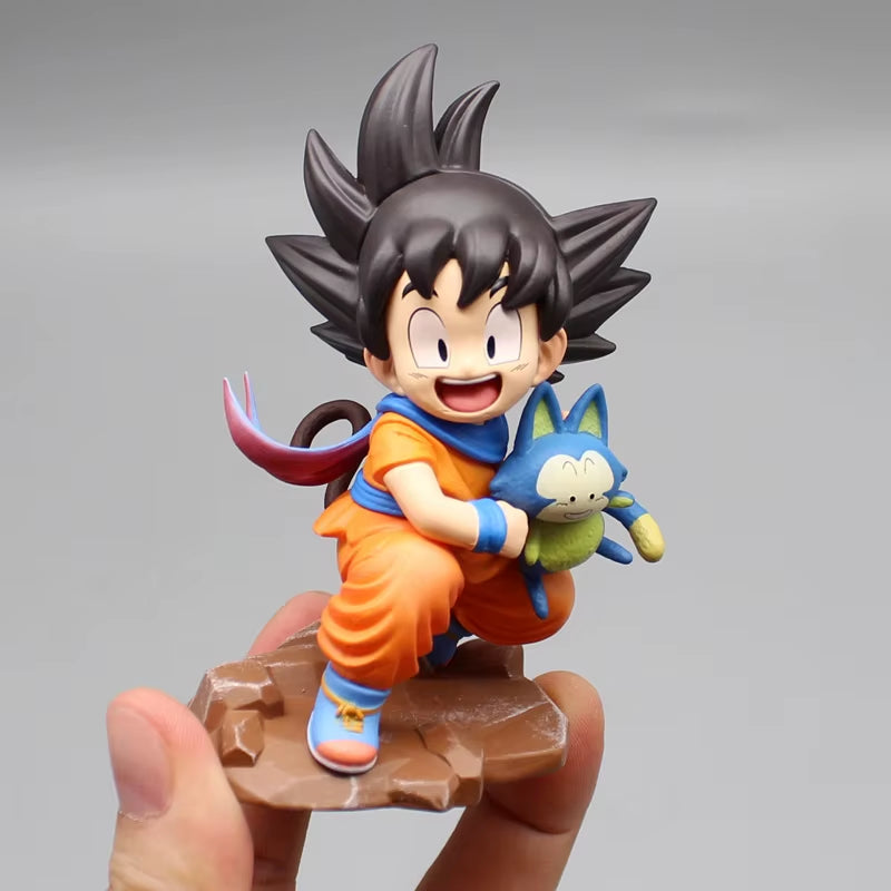 9Cm Dragon Ball Gk Childhood Son Goku Anime Figures Embrace Poole Attendant Kawaii Model Statue Desktop Decoration Kids Toy Gift
