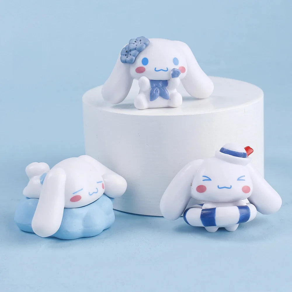 New 5Pcs Sanrio Cinnamoroll Toys Action Anime Figures Cinnamoroll Set Kawaii Tabletop Decoration Room Ornament Kids Gifts