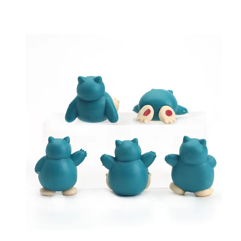 5Pcs Lot Anime Snorlax Mini Action Figure 1.8-3Cm Cake Decoration Kawaii Ornaments Desktop Ornaments Children Toys Holiday Gifts
