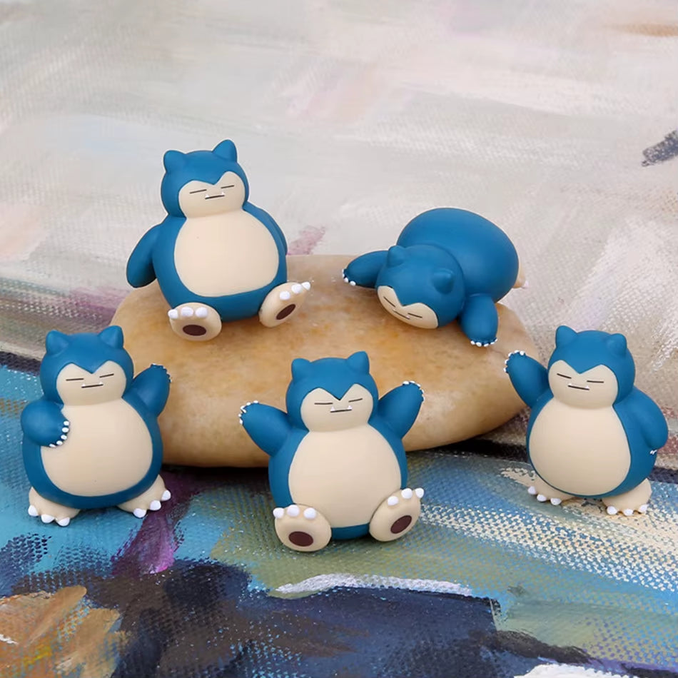 5Pcs Lot Anime Snorlax Mini Action Figure 1.8-3Cm Cake Decoration Kawaii Ornaments Desktop Ornaments Children Toys Holiday Gifts