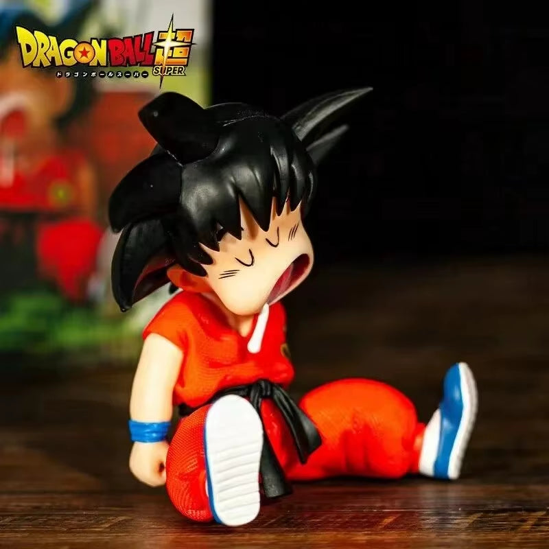 10Cm Dragon Ball Z Anime Kakarotto Gk Pvc Action Figure Auto Accessories Sitting Posture Sleep Son Goku Model Toys Gifts