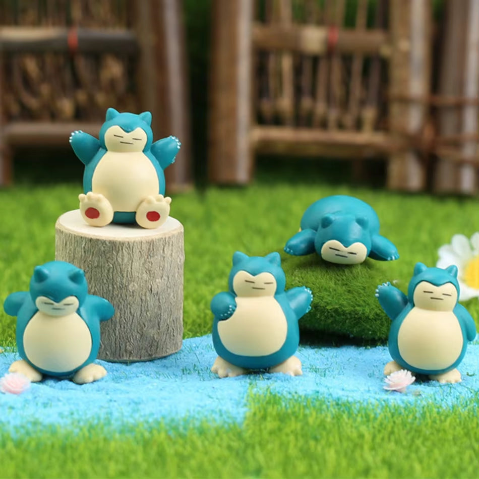 5Pcs Lot Anime Snorlax Mini Action Figure 1.8-3Cm Cake Decoration Kawaii Ornaments Desktop Ornaments Children Toys Holiday Gifts