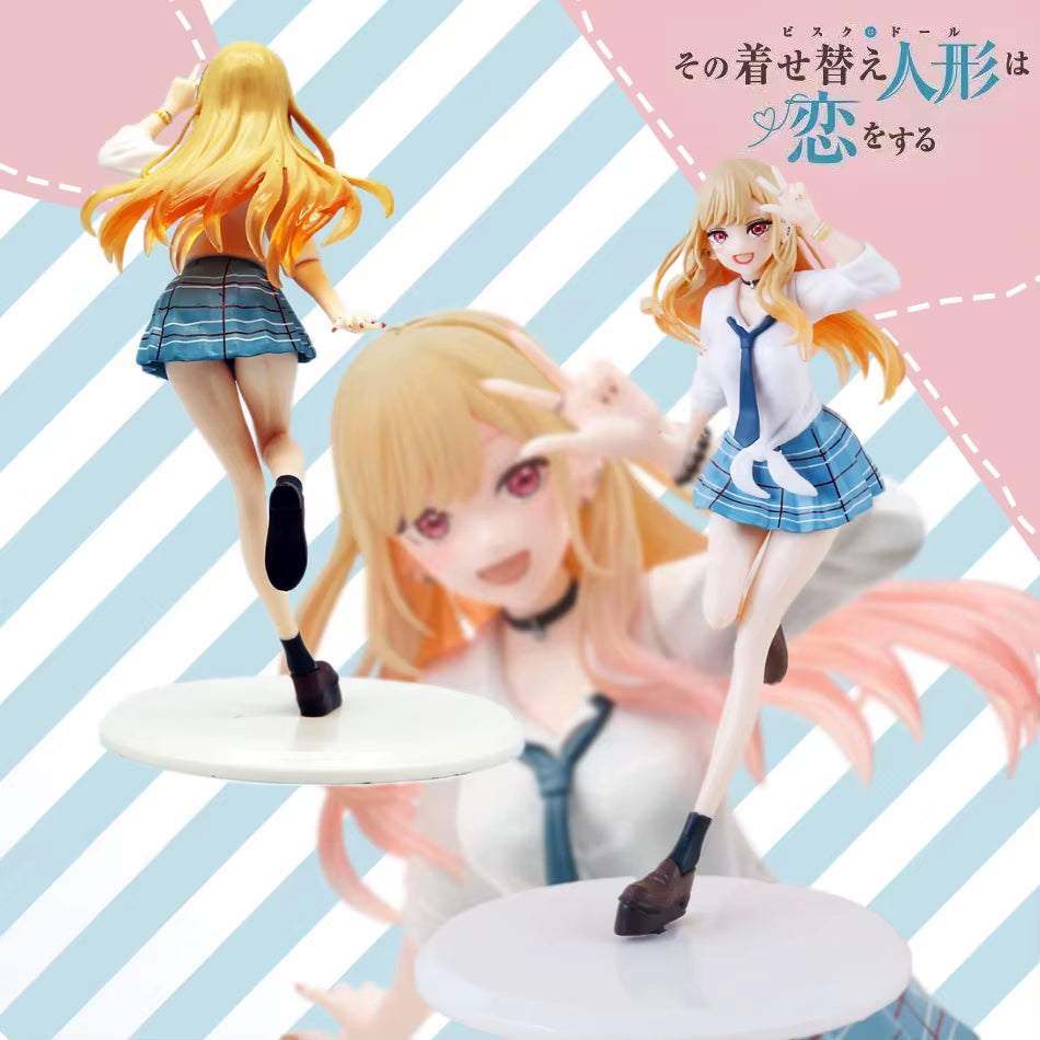 18CM My Dress-Up Darling Anime Figure Kitagawa Marin Action Figure School Uniform Dress-Up PVC Standing Model Toy Doll Kid Gifts