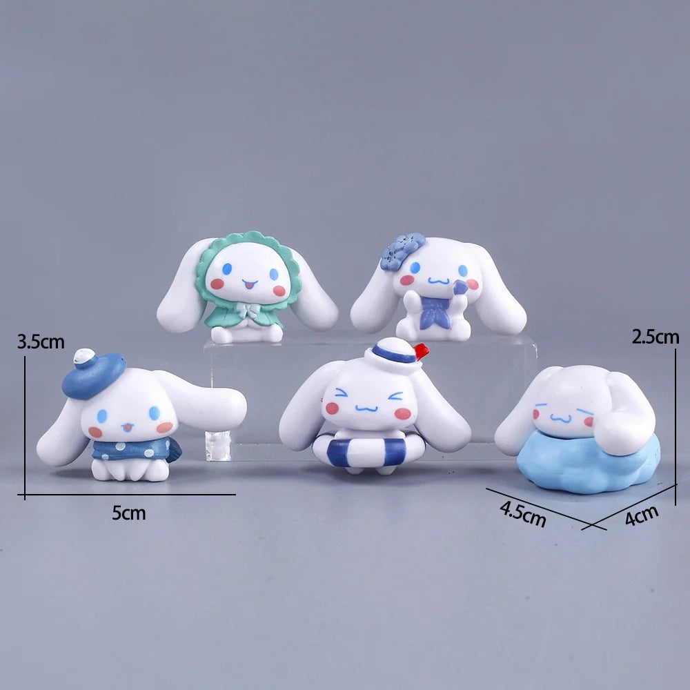 New 5Pcs Sanrio Cinnamoroll Toys Action Anime Figures Cinnamoroll Set Kawaii Tabletop Decoration Room Ornament Kids Gifts