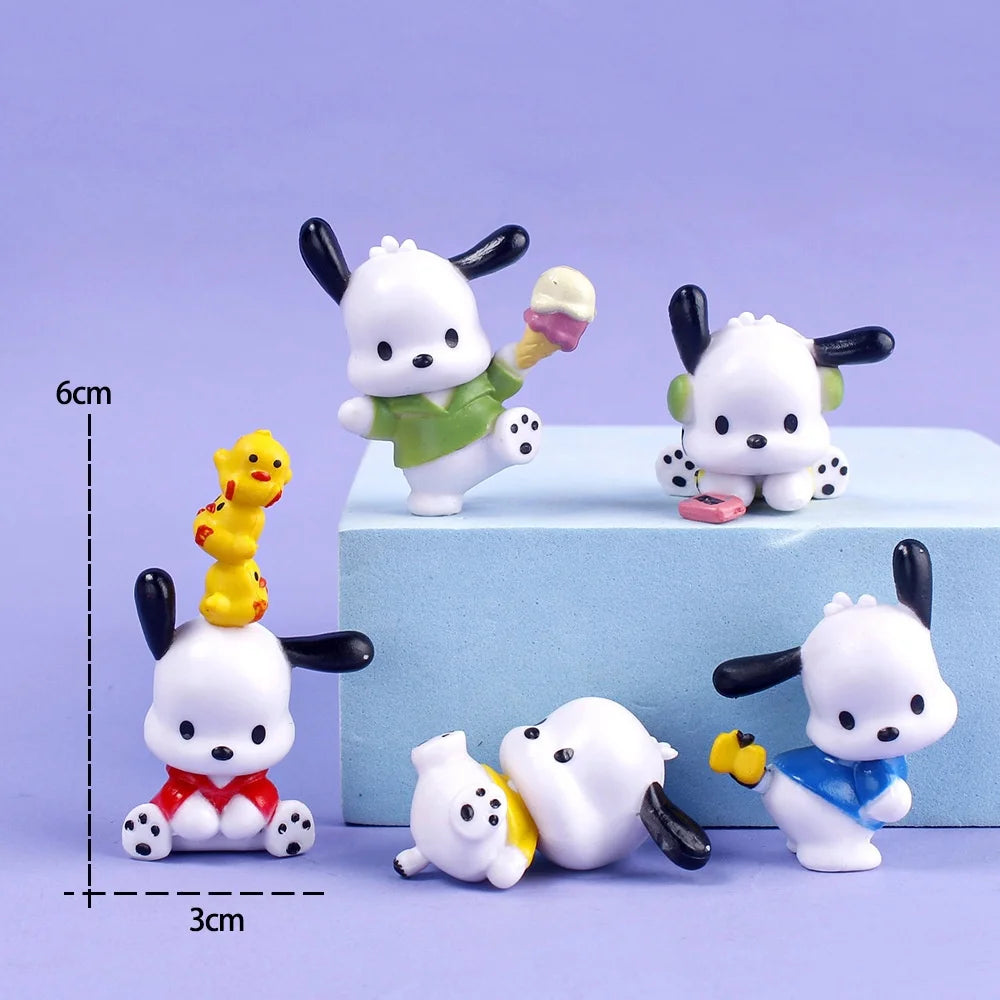 New 5Pcs Sanrio Cinnamoroll Toys Action Anime Figures Cinnamoroll Set Kawaii Tabletop Decoration Room Ornament Kids Gifts