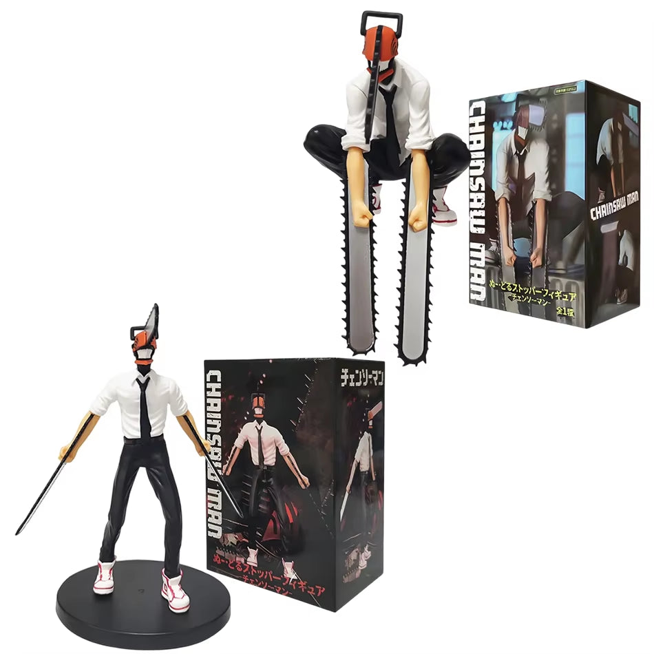 Anime14-17 Cm Chainsaw Man Figure 2 Pieces Set Denji Action Figure Car Decoration Doll PVC Collectiontoys Children Gifts