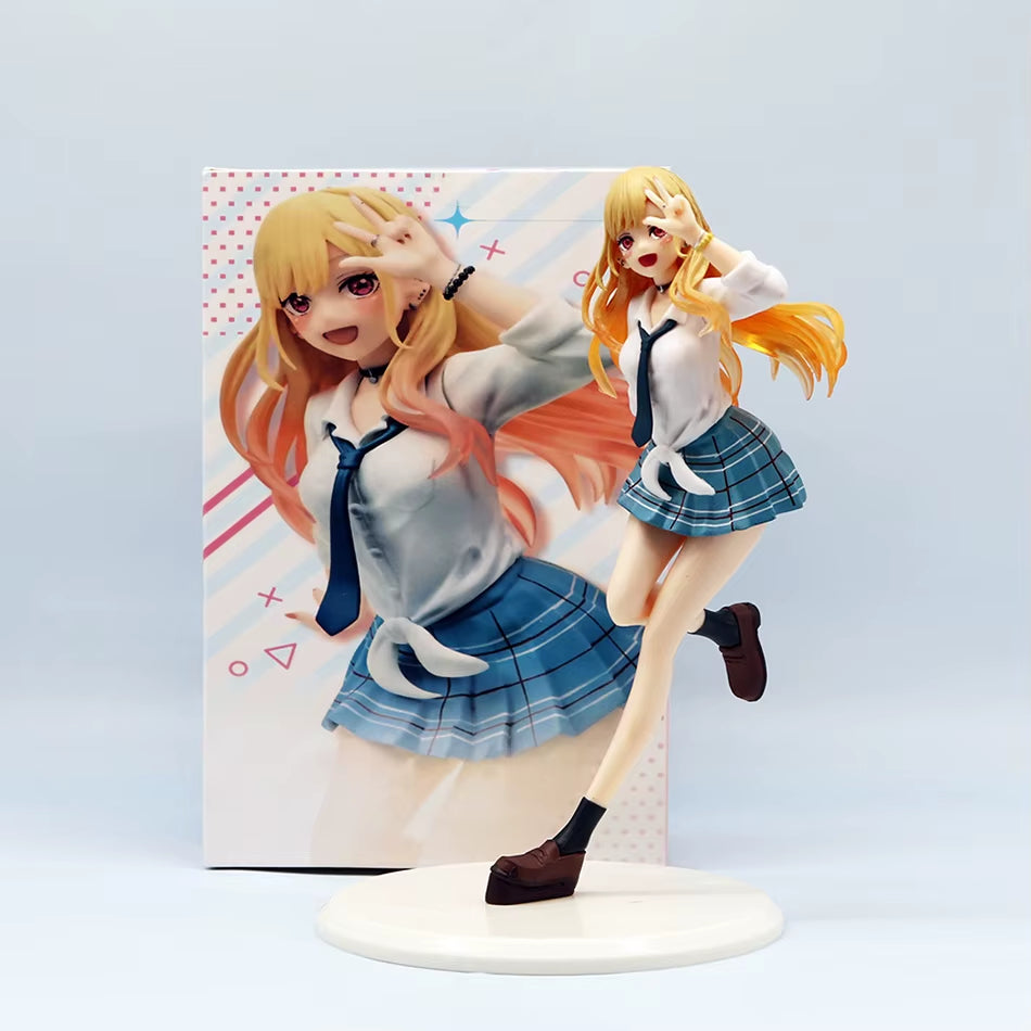 18CM My Dress-Up Darling Anime Figure Kitagawa Marin Action Figure School Uniform Dress-Up PVC Standing Model Toy Doll Kid Gifts