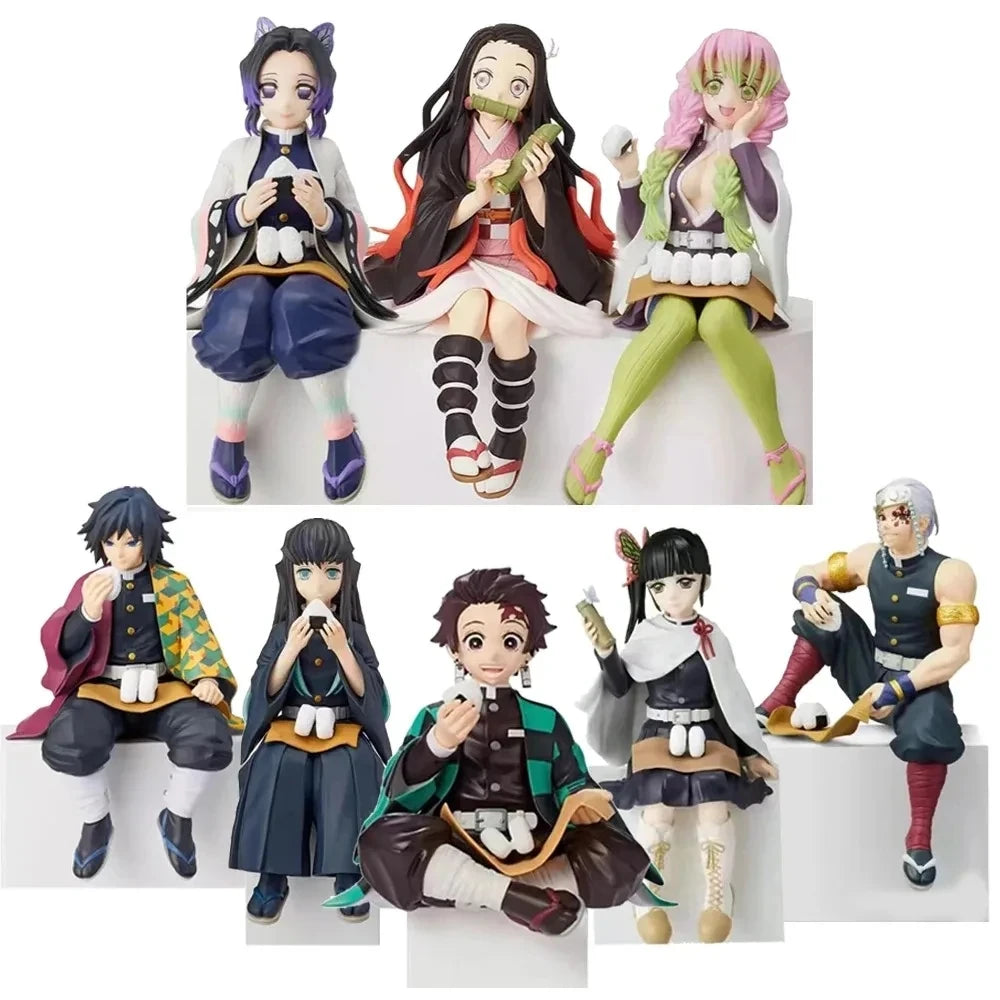 10-15Cm Anime Demon Slayer Figure Kamado Tanjirou Nezuko Sitting Posture Action Figure PVC Model Doll Collection Toy Gift