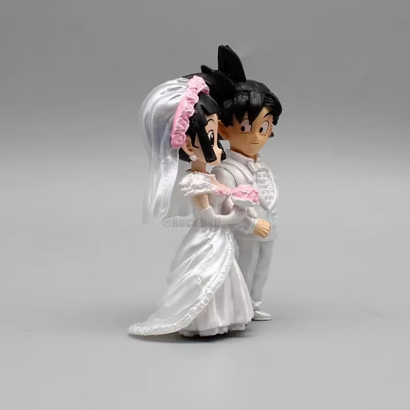 Dragon Ball Anime Figure Son Goku Figures Lg Wedding Goku Chichi Mariage Figurine 9Cm Scene Statue Q-Version Pvc Model Doll Toys