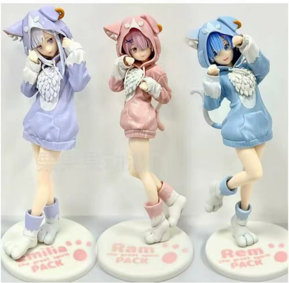 Anime Re:Life in a Different World from Zero Kawaii Rem Figure Ram PVC Model Emilia Figurine Hobbies Toys for Birthday Gift