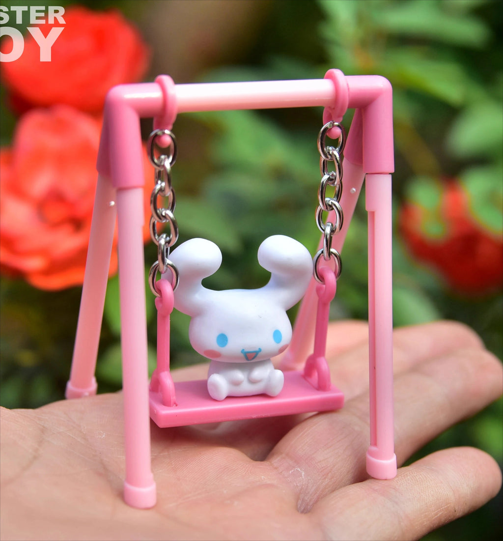 Sanrio Cartoon Hello Kitty Cinnamoroll My Melody Pom Purin Swing Action Figures Gashapon Toys Decoration Ornament Kids Gifts