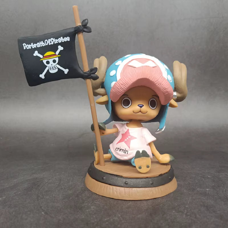 9Cm One Piece Figure Anime Chopper with Flag Action Figurine Doll Model Toys PVC Statue Collection Car Decoration Children Gifts