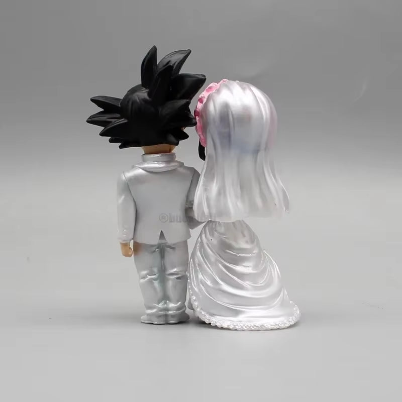 Dragon Ball Anime Figure Son Goku Figures Lg Wedding Goku Chichi Mariage Figurine 9Cm Scene Statue Q-Version Pvc Model Doll Toys