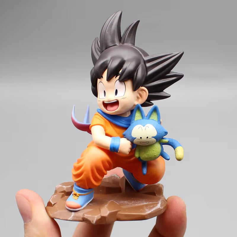 9Cm Dragon Ball Gk Childhood Son Goku Anime Figures Embrace Poole Attendant Kawaii Model Statue Desktop Decoration Kids Toy Gift