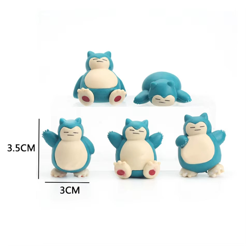 5Pcs Lot Anime Snorlax Mini Action Figure 1.8-3Cm Cake Decoration Kawaii Ornaments Desktop Ornaments Children Toys Holiday Gifts