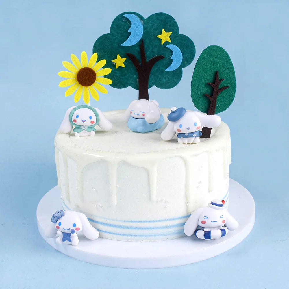 New 5Pcs Sanrio Cinnamoroll Toys Action Anime Figures Cinnamoroll Set Kawaii Tabletop Decoration Room Ornament Kids Gifts