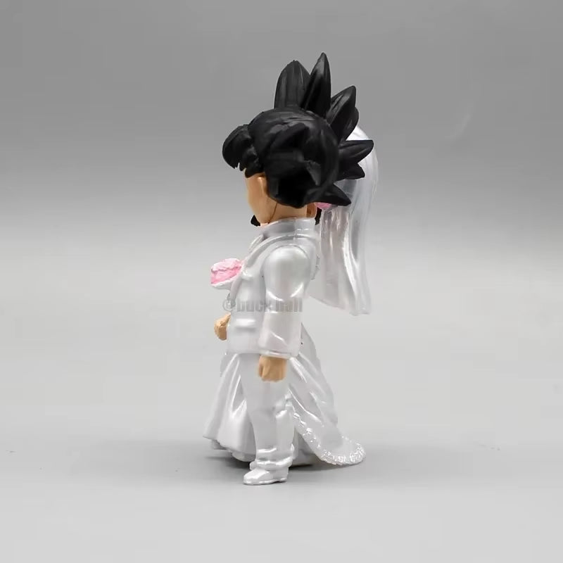 Dragon Ball Anime Figure Son Goku Figures Lg Wedding Goku Chichi Mariage Figurine 9Cm Scene Statue Q-Version Pvc Model Doll Toys