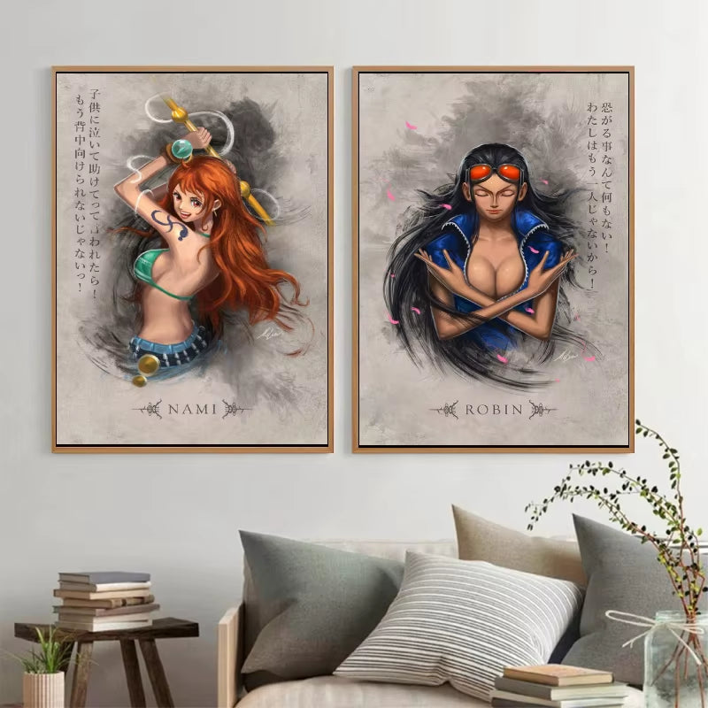 Canvas Artwork Painting Posters One Piece Luffy Zoro Cuadros Classic Figures Picture Best Gifts Wall Art Decor Kids Toys Action