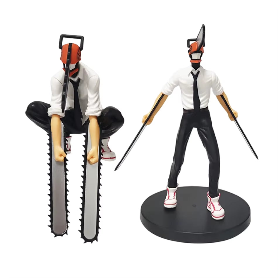 Anime14-17 Cm Chainsaw Man Figure 2 Pieces Set Denji Action Figure Car Decoration Doll PVC Collectiontoys Children Gifts