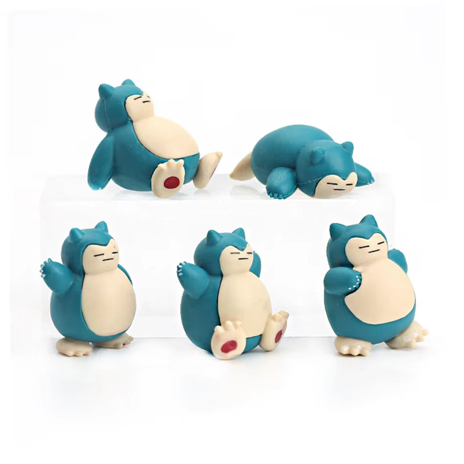 5Pcs Lot Anime Snorlax Mini Action Figure 1.8-3Cm Cake Decoration Kawaii Ornaments Desktop Ornaments Children Toys Holiday Gifts