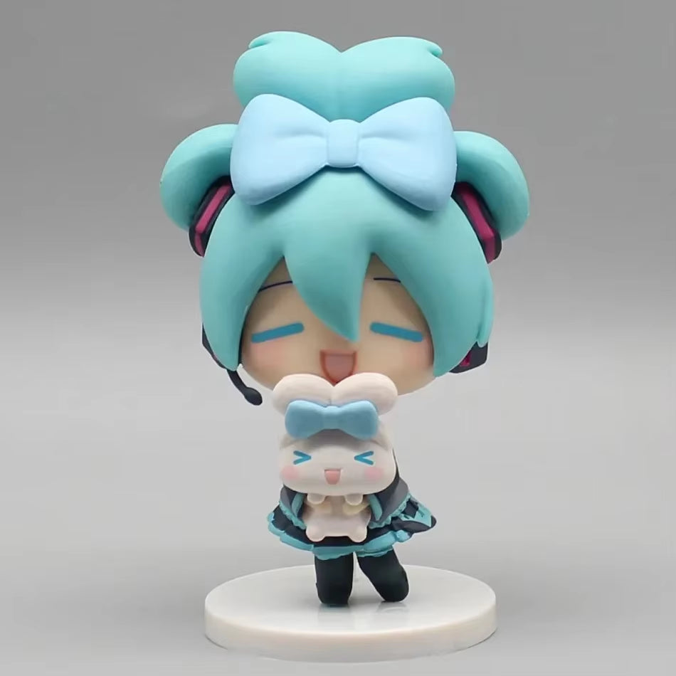 Anime Hatsune Miku Figure Cinnamoroll Figures Miku Kawaii Action Figurine Q-Version Doll Model Pvc Desktop Decoration Toys Gifts