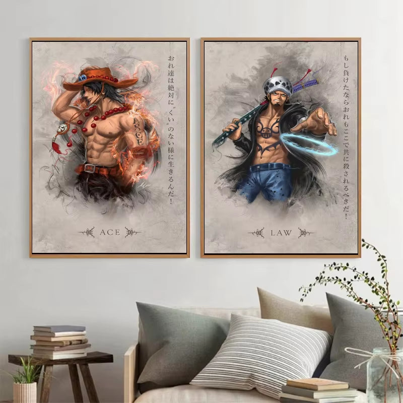 Canvas Artwork Painting Posters One Piece Luffy Zoro Cuadros Classic Figures Picture Best Gifts Wall Art Decor Kids Toys Action