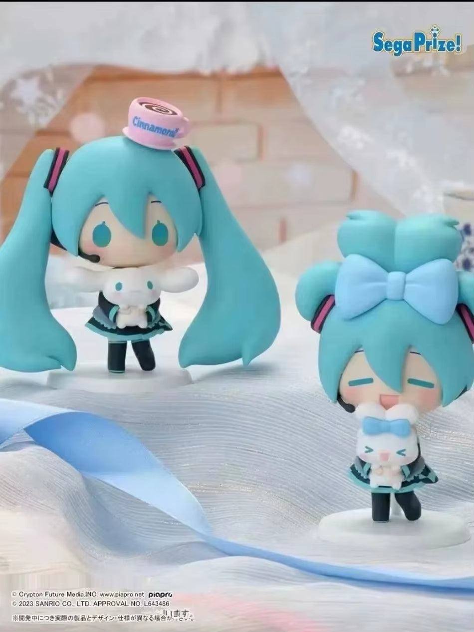 Anime Hatsune Miku Figure Cinnamoroll Figures Miku Kawaii Action Figurine Q-Version Doll Model Pvc Desktop Decoration Toys Gifts