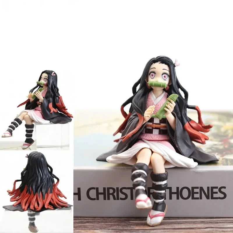 10-15Cm Anime Demon Slayer Figure Kamado Tanjirou Nezuko Sitting Posture Action Figure PVC Model Doll Collection Toy Gift