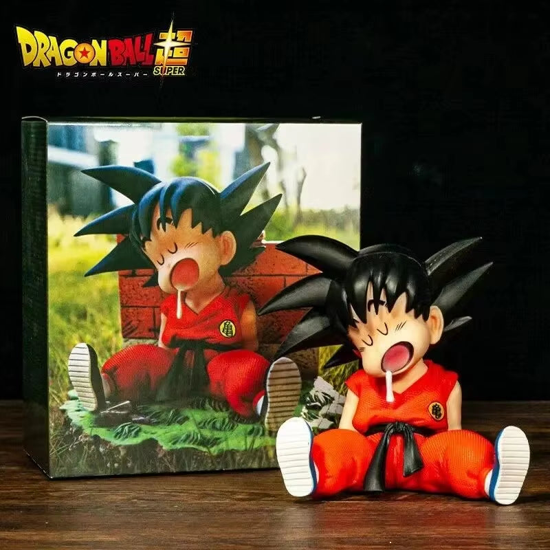 10Cm Dragon Ball Z Anime Kakarotto Gk Pvc Action Figure Auto Accessories Sitting Posture Sleep Son Goku Model Toys Gifts